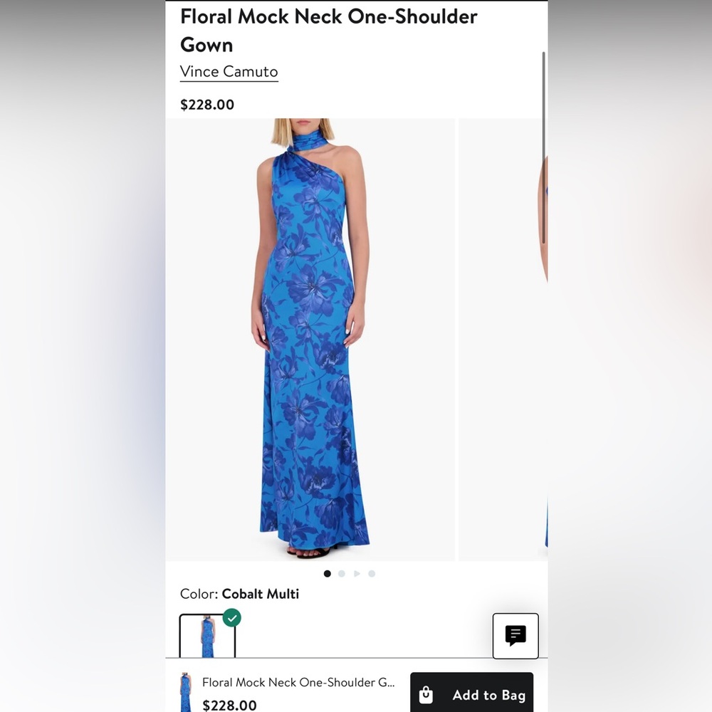 Vince Camuto Floral Mock Neck One-Shoulder Gown size 6